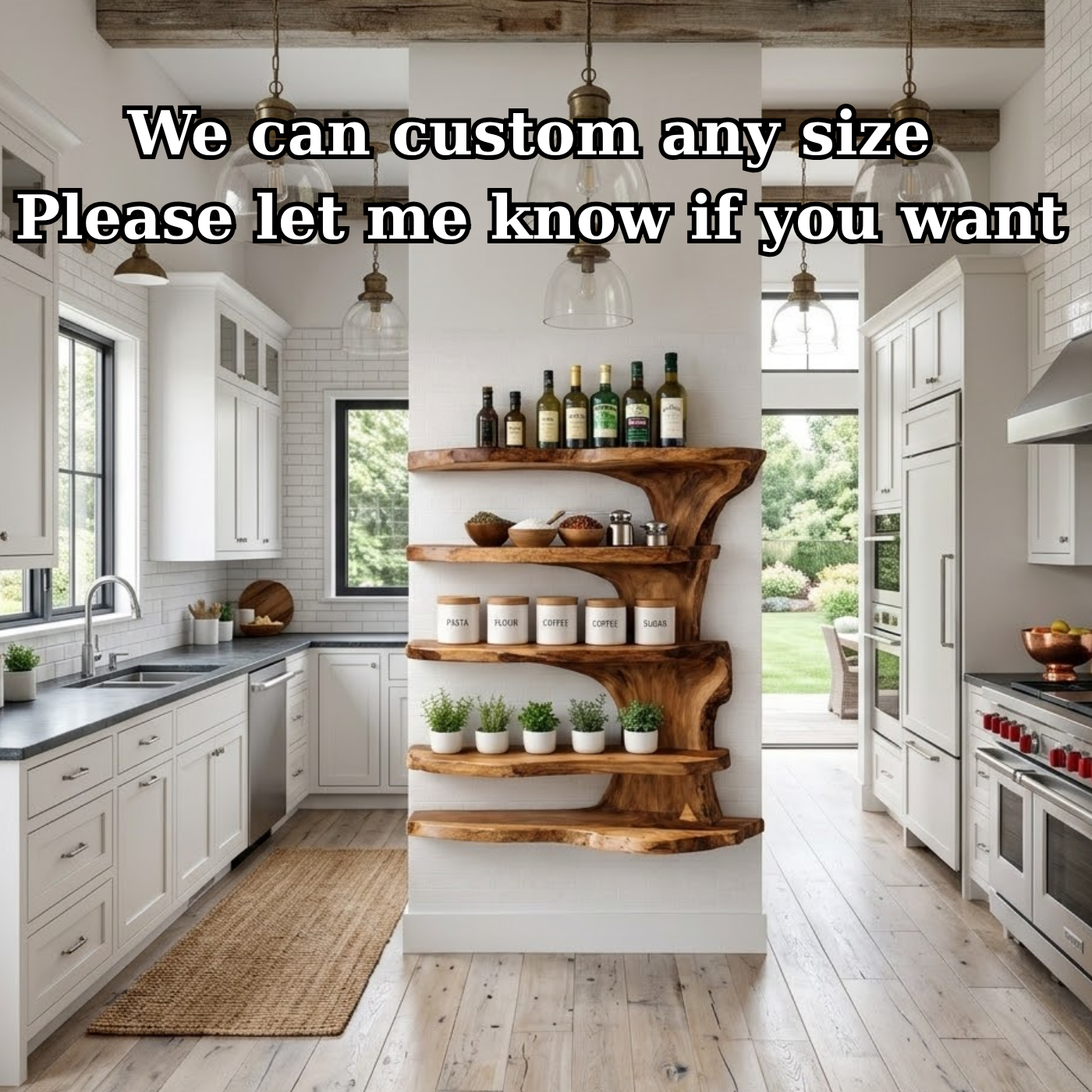 Solid Wood Live Edge Kitchen Cabinet Shelf – Organic Floating Wall Storage