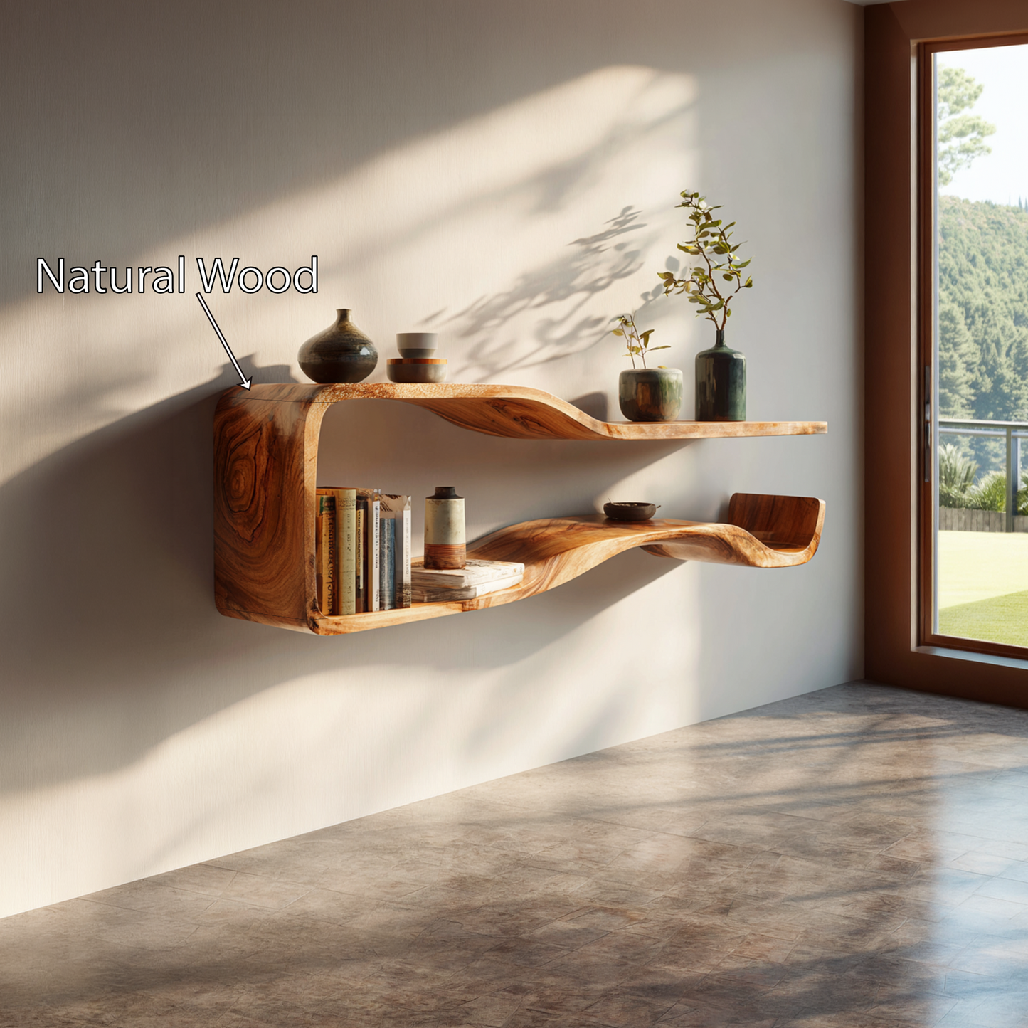 Floating Display Shelf with Soft Edge Minimal Design