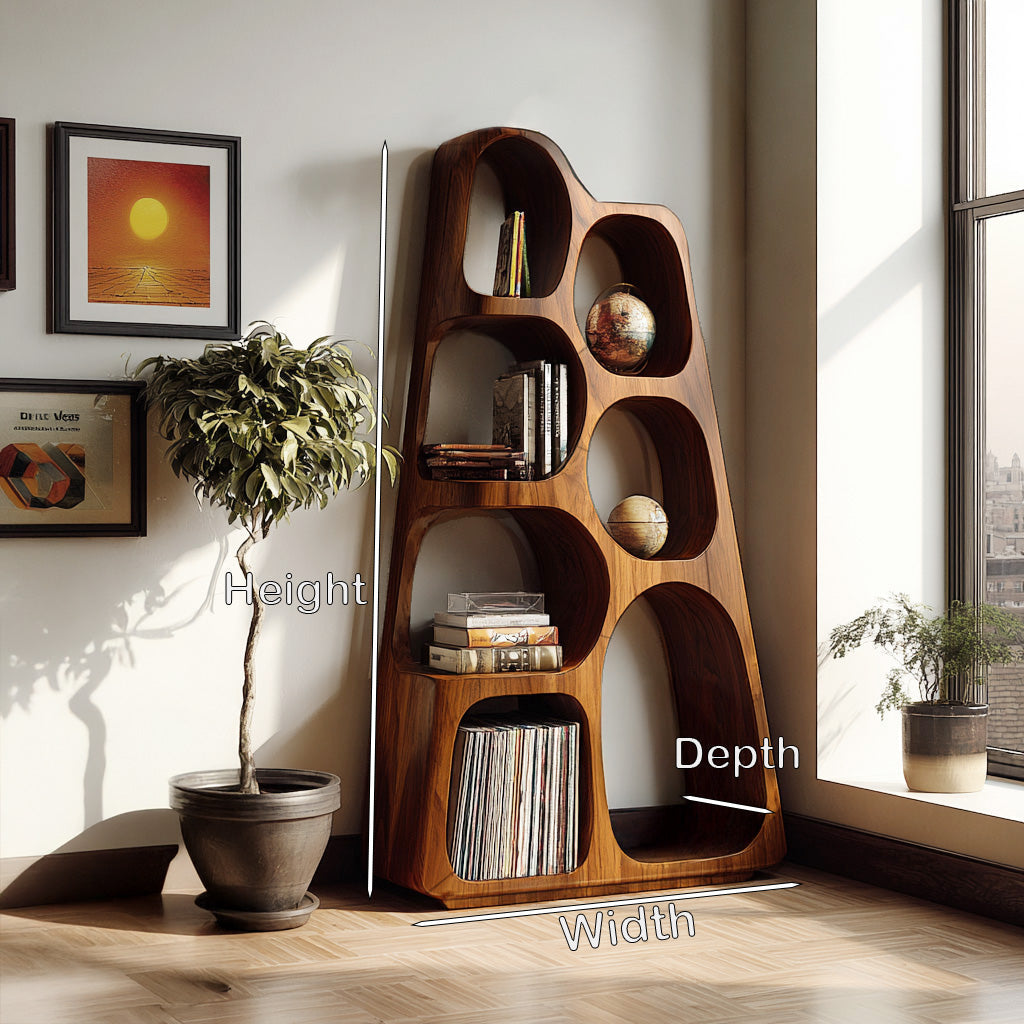 Organic Wooden Bookshelf For Japandi Furniture Decor Kitchnce