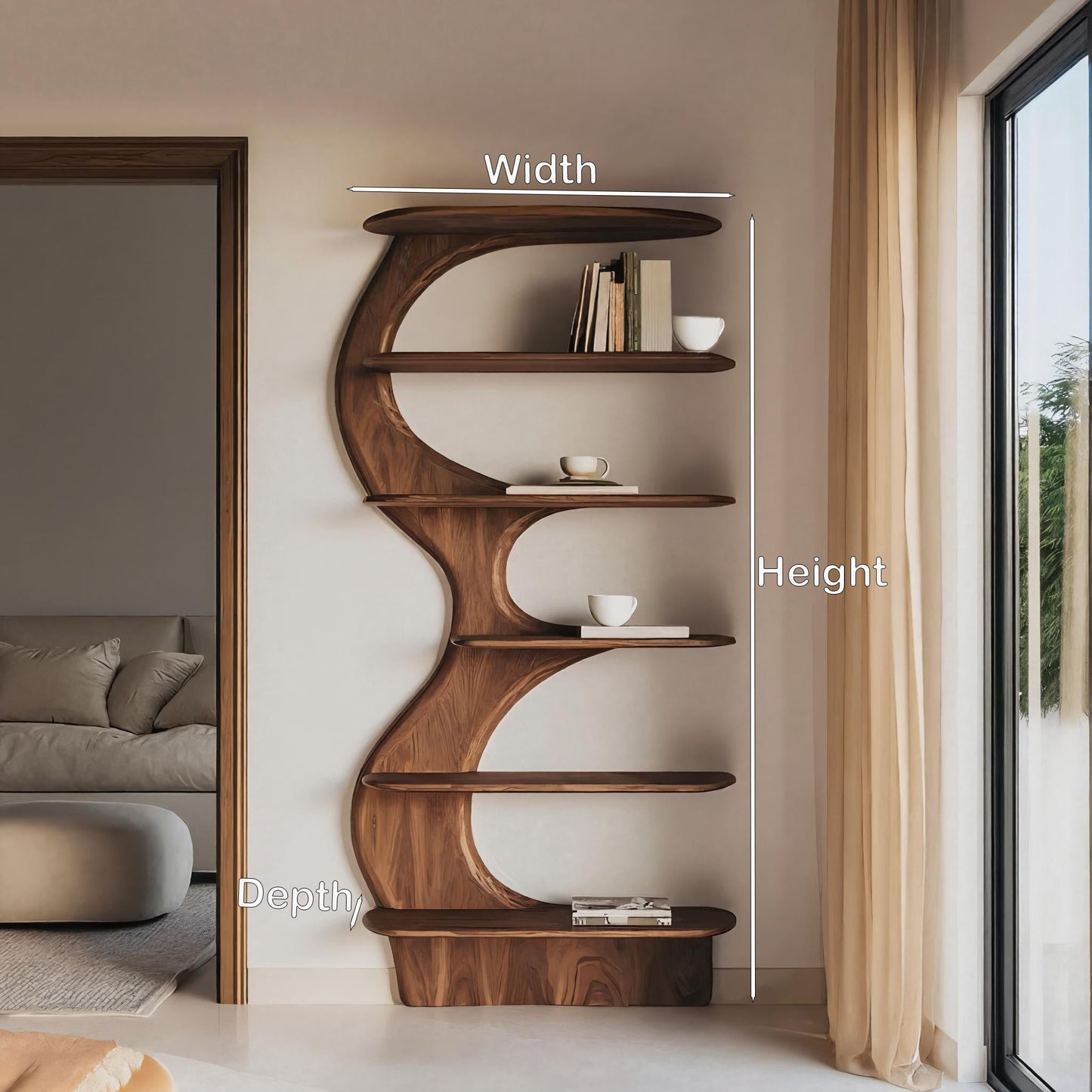 Modern Vertical Bookshelf With Open Storage For Living Room Kitchnce