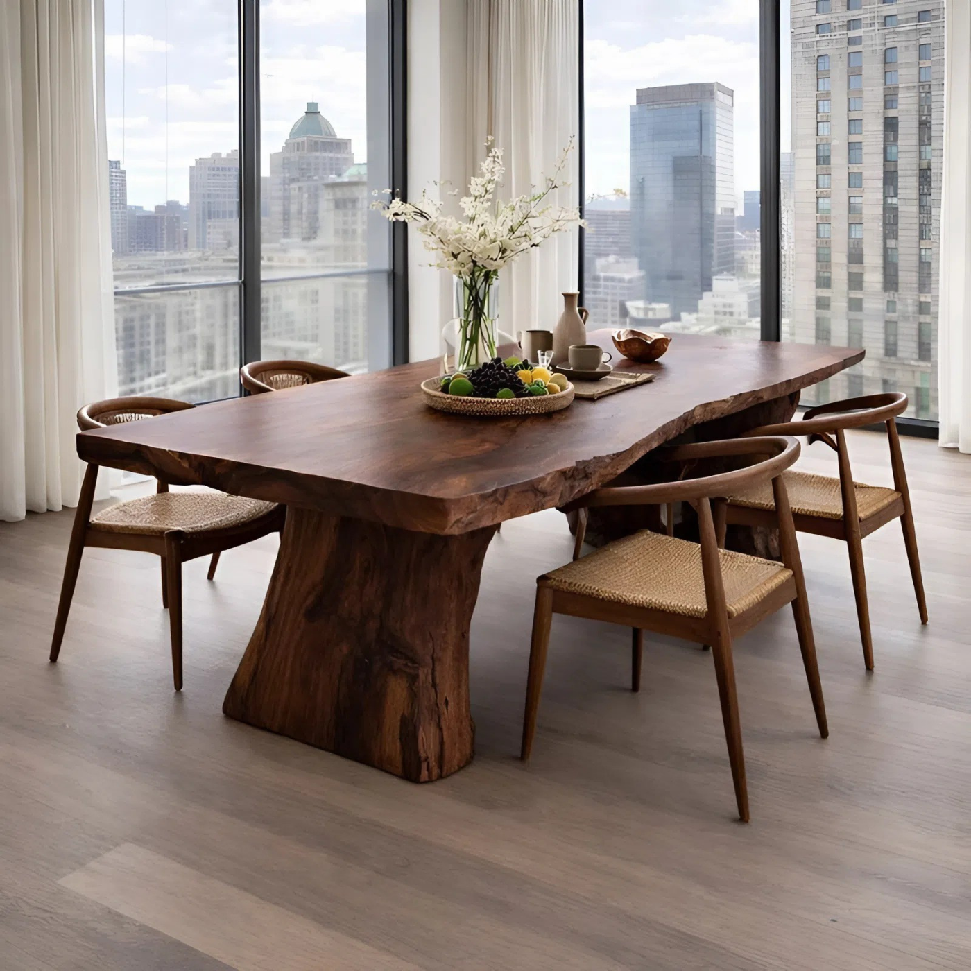 Handcrafted Solid Wood Live Edge Dining Table for Modern Interiors