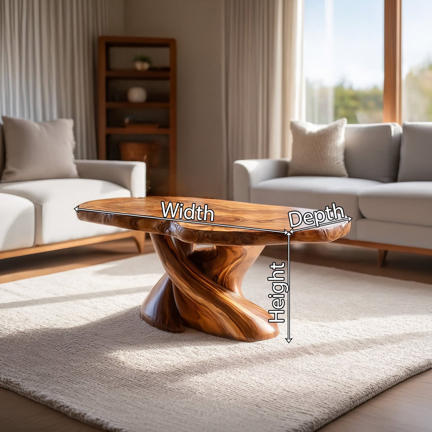 Sculptural Twist Pedestal Coffee Table for Organic Modern Living