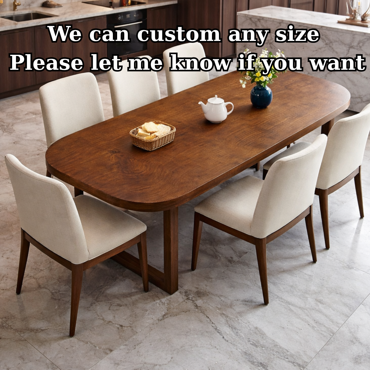 Mid-Century Modern Oval Solid Wood Dining Table