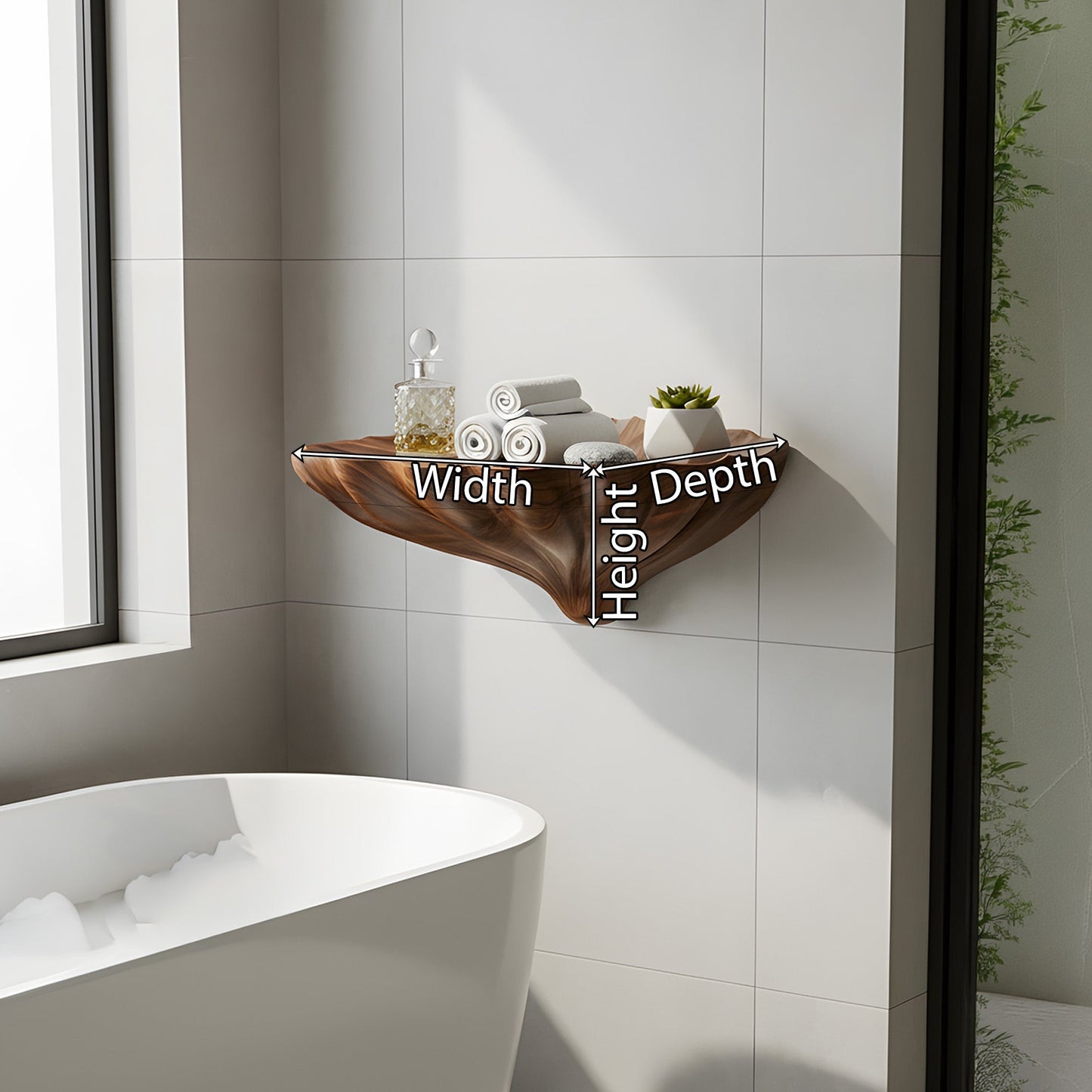 Organic Sculptural Floating Shelf in Natural Wood with Curved Form