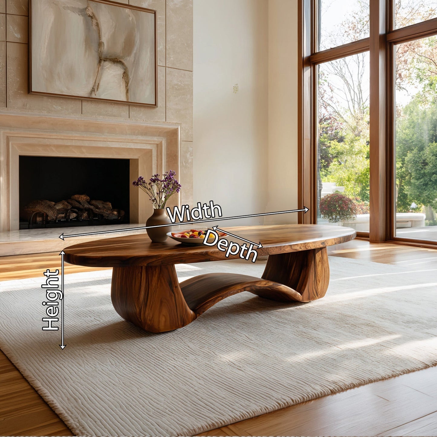 Organic Sculptural Coffee Table With Curved Base