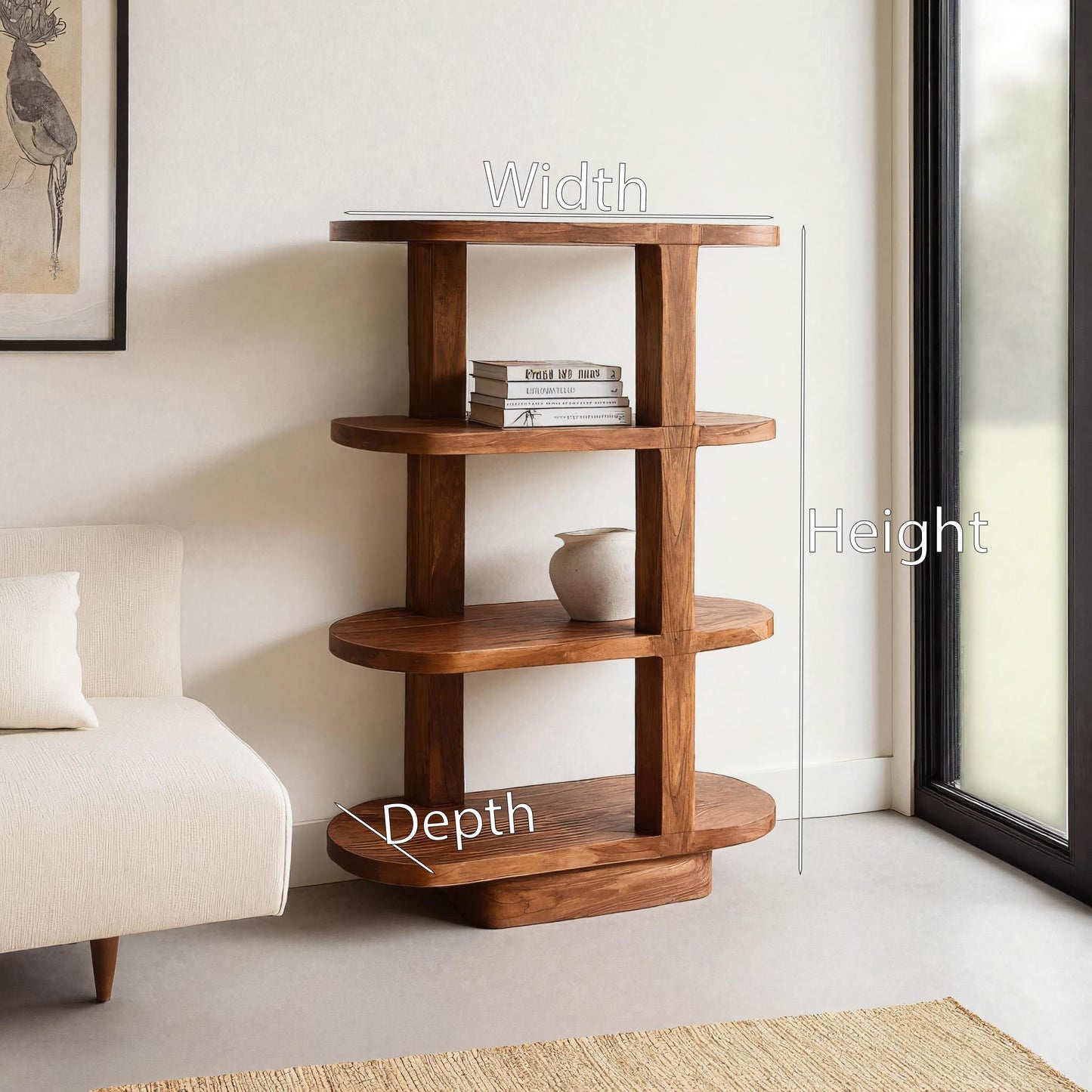Modern Open Bookcase For Living Room Space Kitchnce