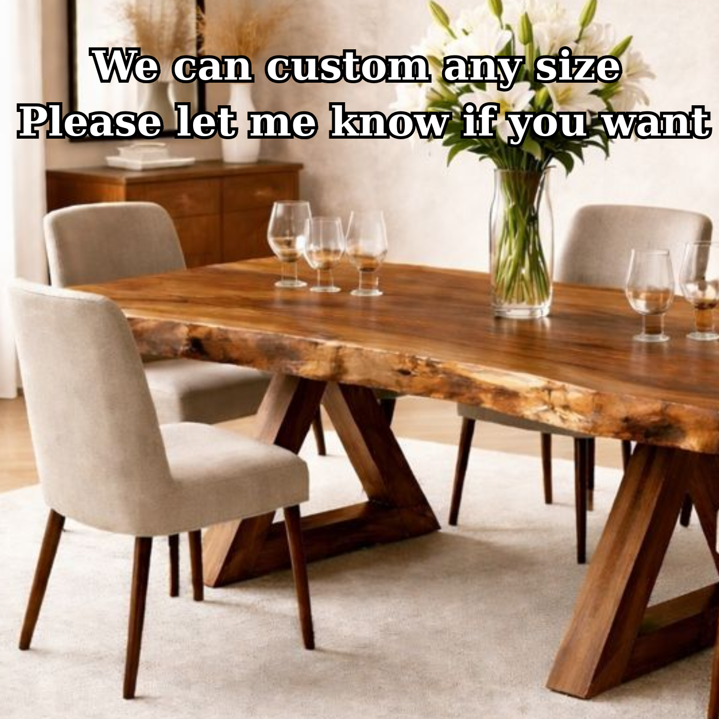 Handcrafted Solid Wood Live Edge Dining Table for Contemporary Homes