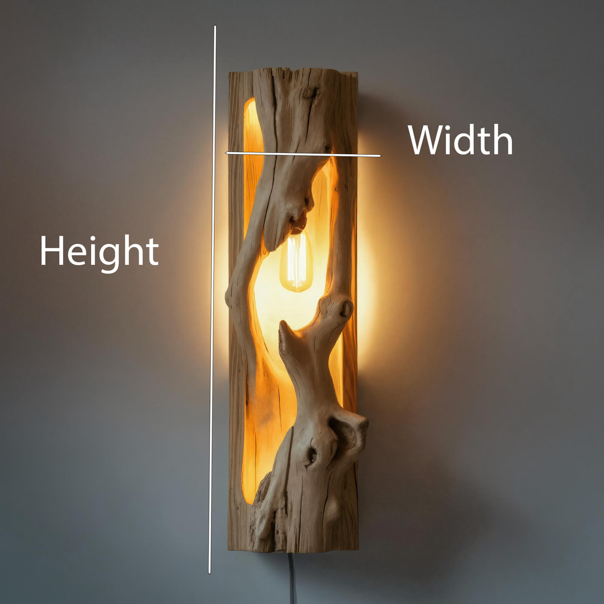 Minimalist Driftwood Wall Sconce With Ambient Glow For Rustic Decor Kitchnce
