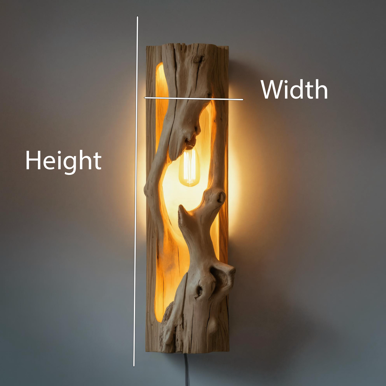 Minimalist Driftwood Wall Sconce With Ambient Glow For Rustic Decor Kitchnce