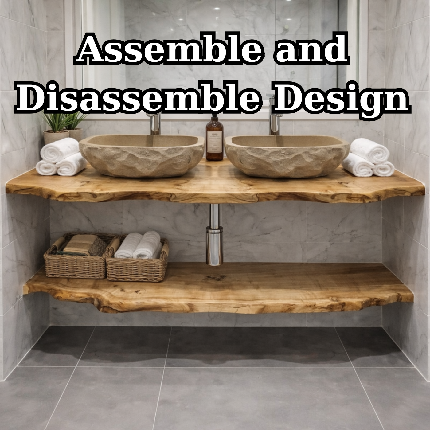 Floating Live Edge Wood Bathroom Vanity for Modern Bathrooms