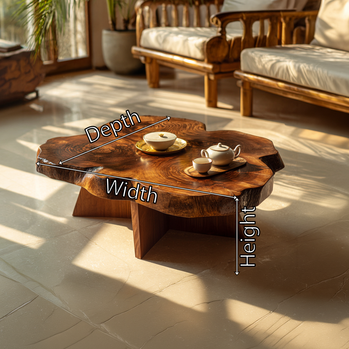 Sculptural Cloud Coffee Table with Cross Base Design