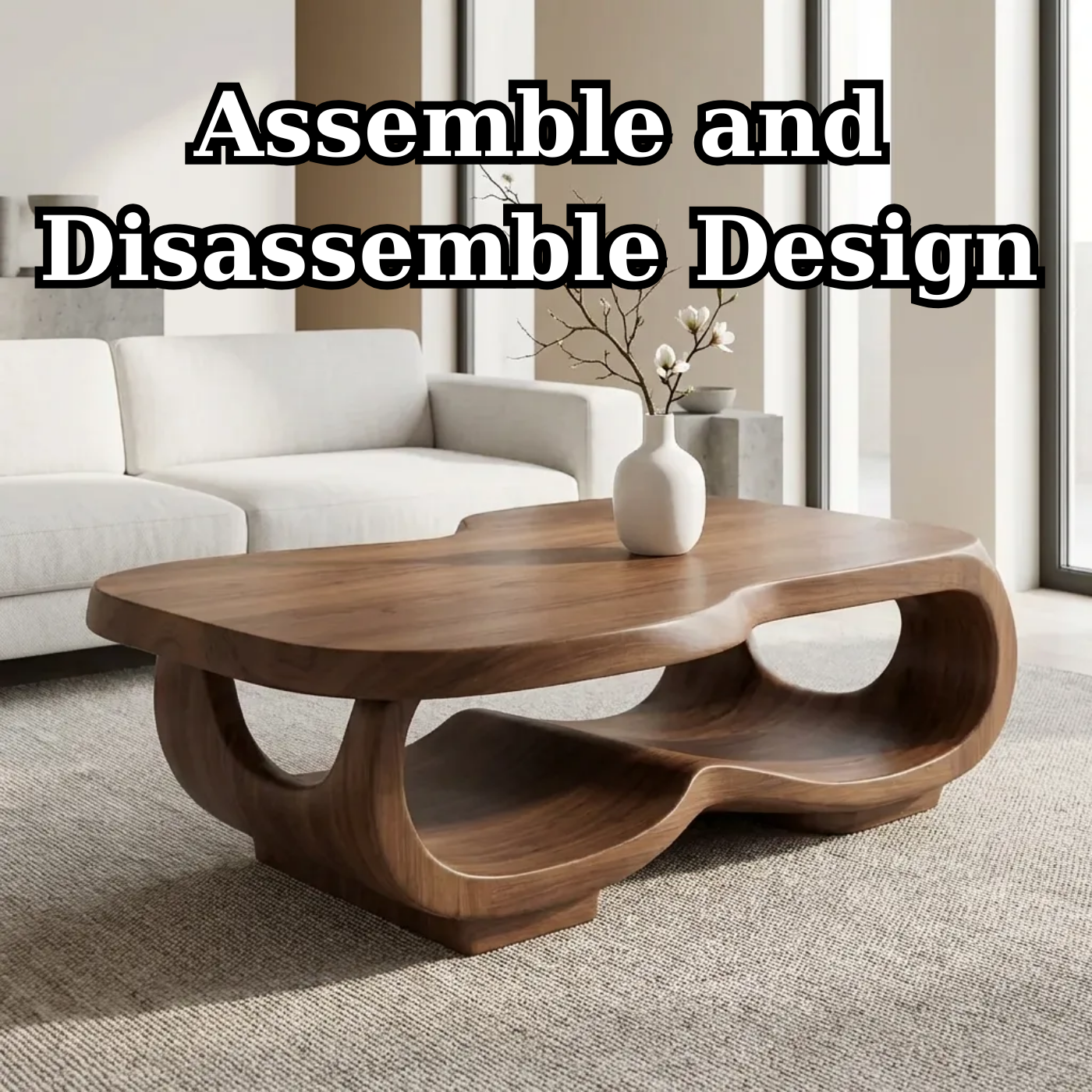 Handcrafted Live Edge Coffee Table – Sculpted Organic Wood Base