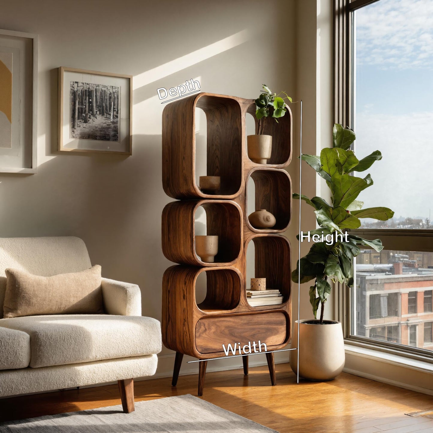 Minimalist Wooden Bookshelf For Contemporary Living Room Kitchnce