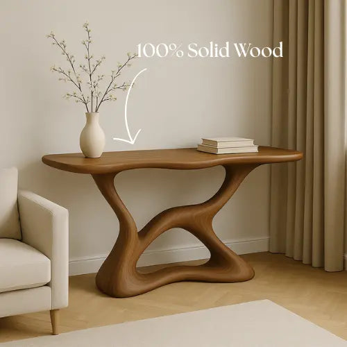 Handcrafted Solid Wood Serenity Console Table – Contemporary Organic Design Kitchnce