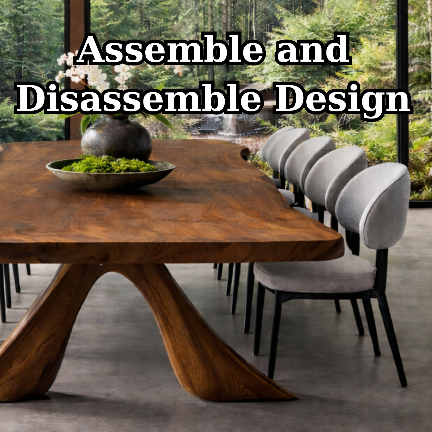 Solid Wood Sculptural Dining Table Organic Modern Design