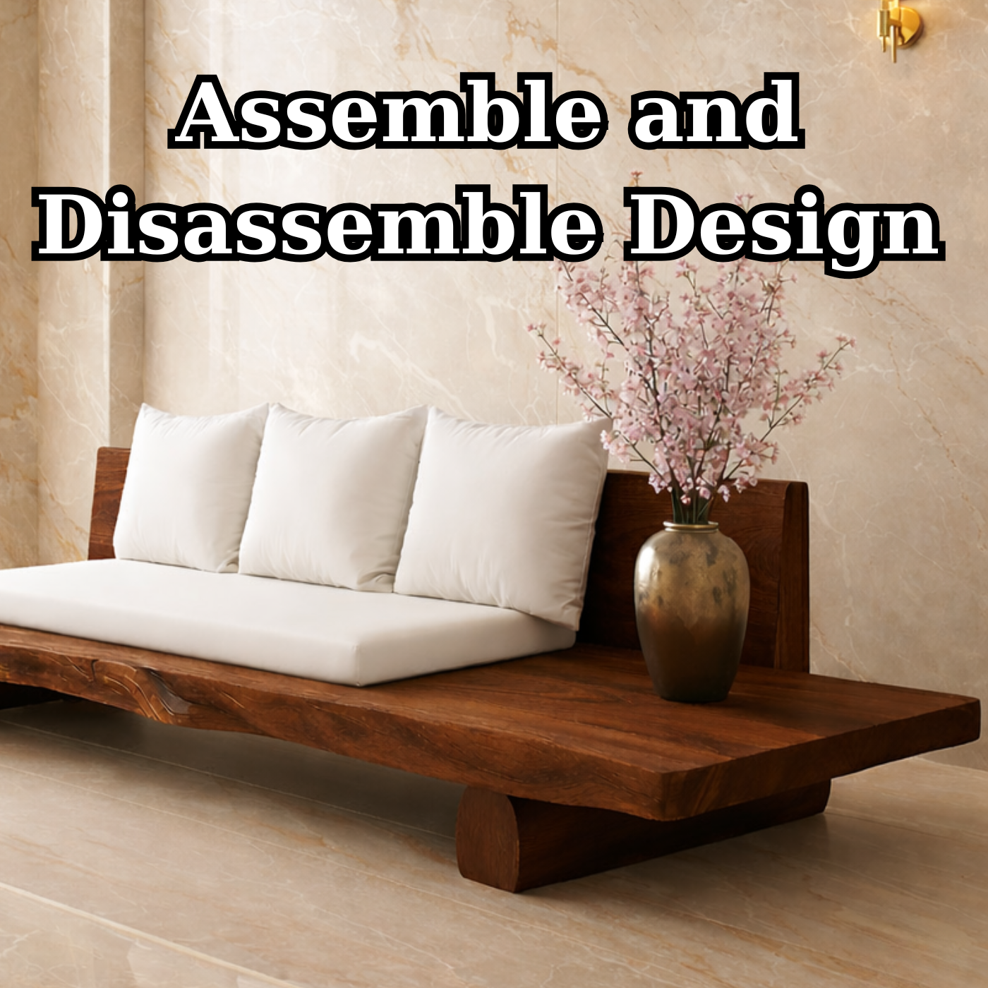 Handcrafted Solid Wood Platform Sofa Contemporary Style