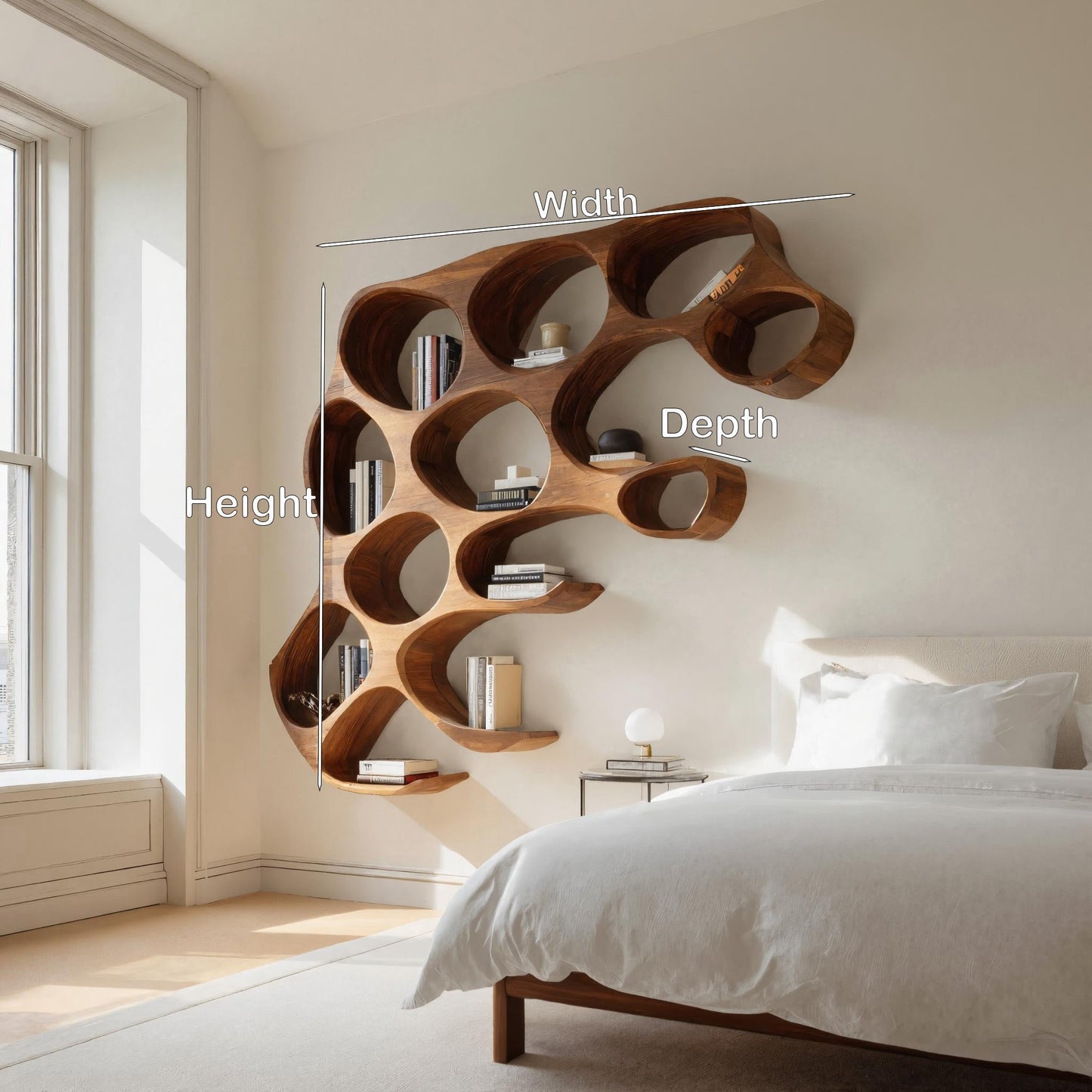 Contemporary Wall Shelf With Rounded Compartments For Bedroom Decor Kitchnce