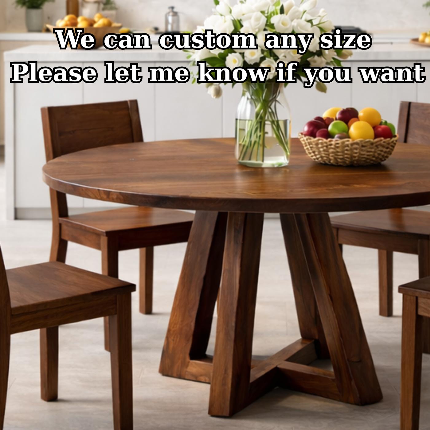 Modern Solid Walnut Round Dining Table with Sculptural Cross Base