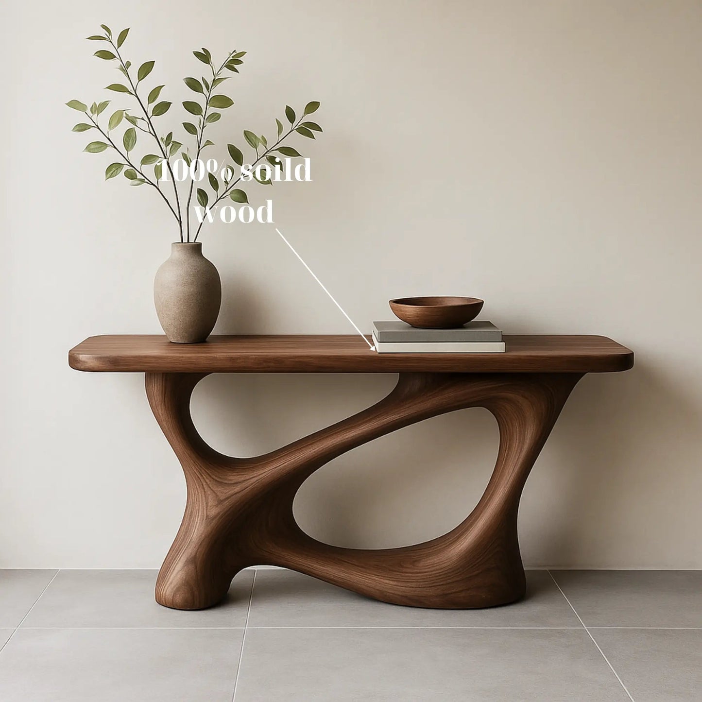 Handcrafted Solid Walnut Sculptural Console Table Kitchnce