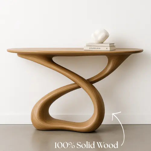 Handcrafted Solid Wood Twistform Console Table – Contemporary Organic Design Kitchnce