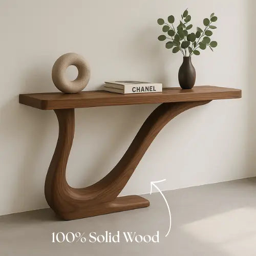 Handcrafted Solid Wood Flow Console Table – Minimal Organic Design Kitchnce
