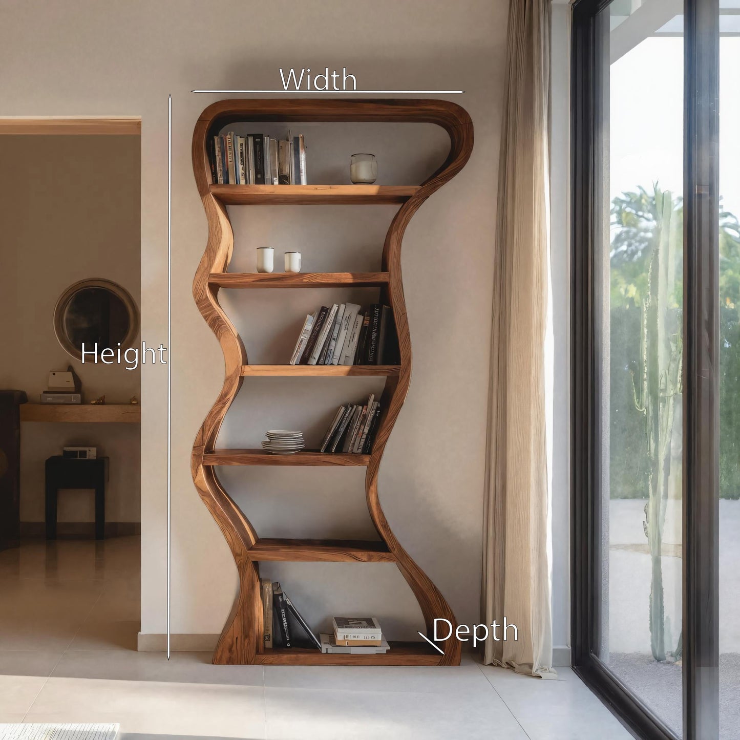 Organic Sculpture Wavy Bookshelf For Living Room Or Office Furniture Kitchnce