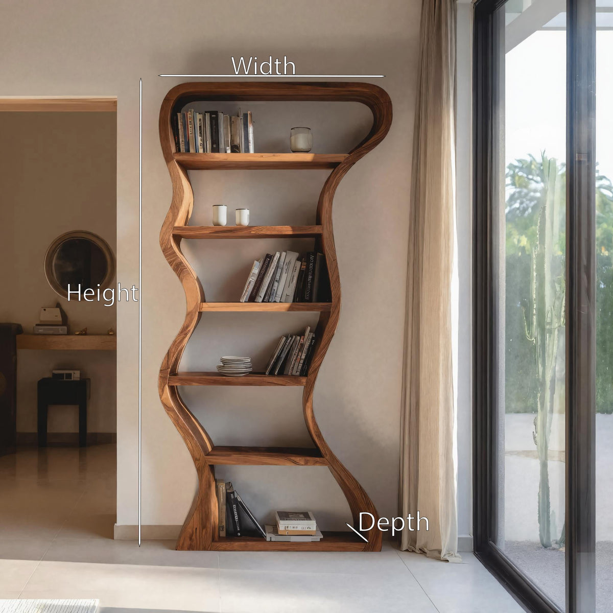 Organic Sculpture Wavy Bookshelf For Living Room Or Office Furniture Kitchnce