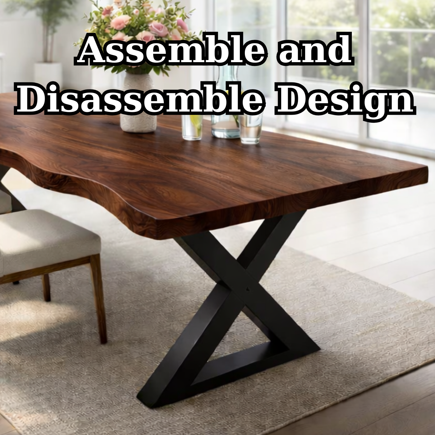 Modern Live Edge Dining Table with Metal Legs for Contemporary Interiors