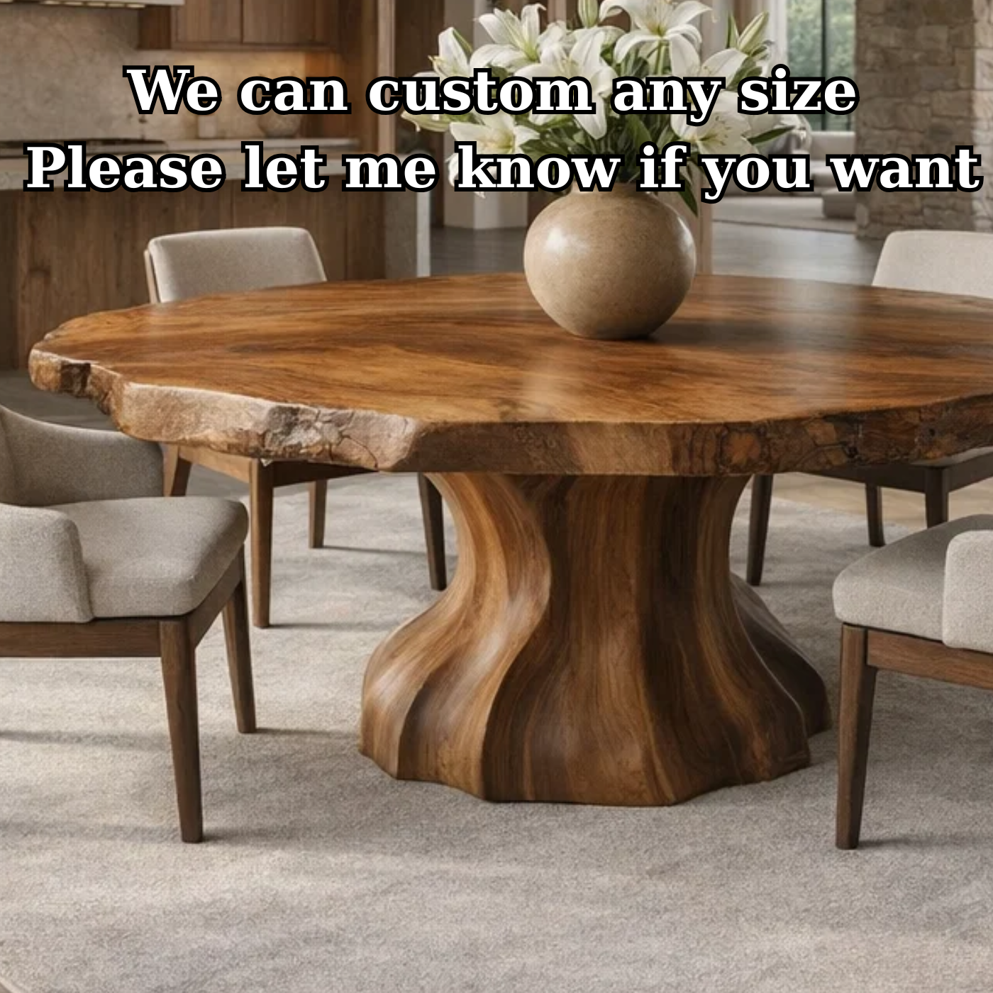 Handcrafted Round Wood Dining Table For Modern Homes