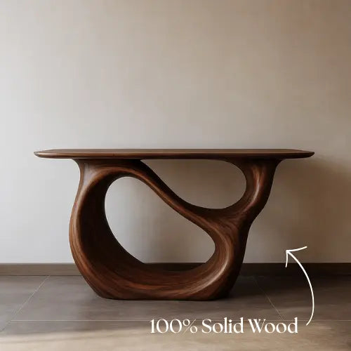 Handcrafted Solid Wood Infinity Console Table – Organic Modern Design Kitchnce