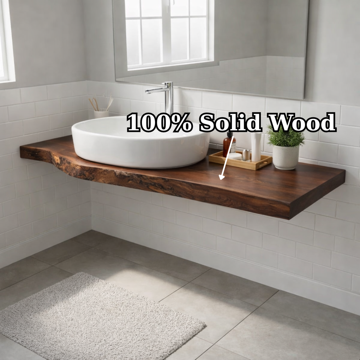 Floating Live Edge Walnut Bathroom Vanity Top for Morden Bathrooms Kitchnce