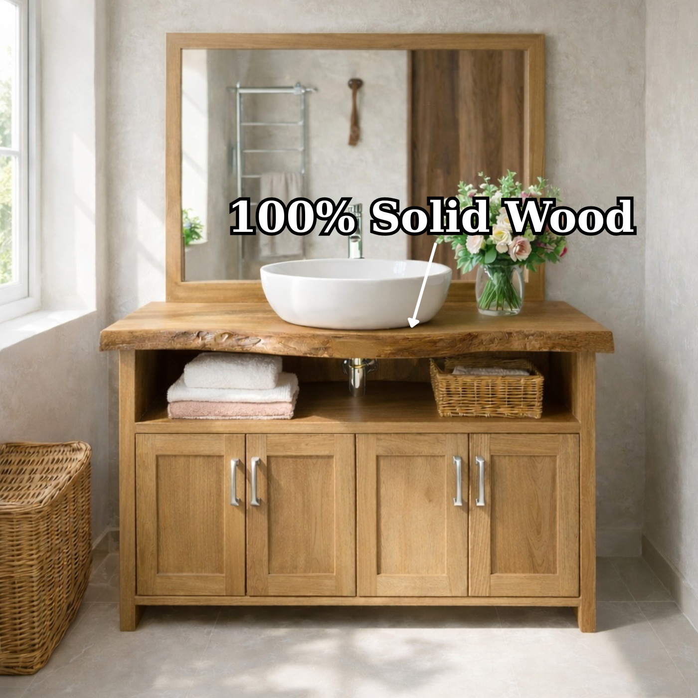 Live Edge Oak Bathroom Vanity with Storage for Bathroom Organization Kitchnce