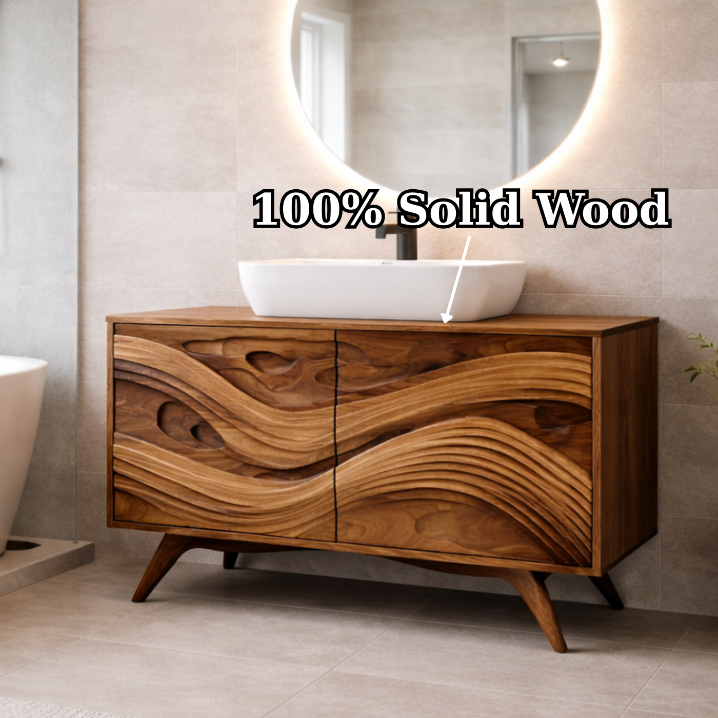 Solid Wood Bathroom Vanity for Modern Bathroom with Storage Cabinet