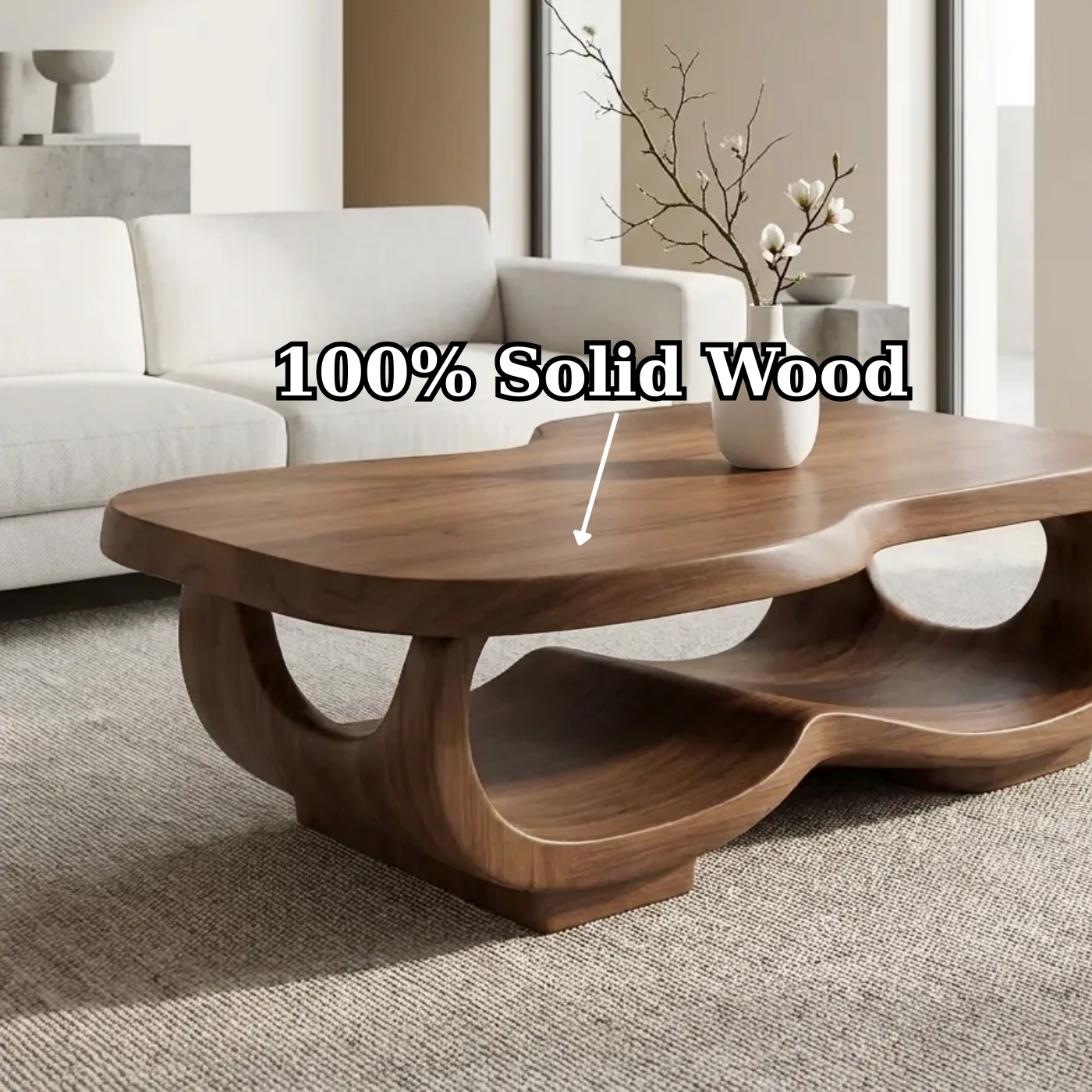 Handcrafted Live Edge Coffee Table – Sculpted Organic Wood Base