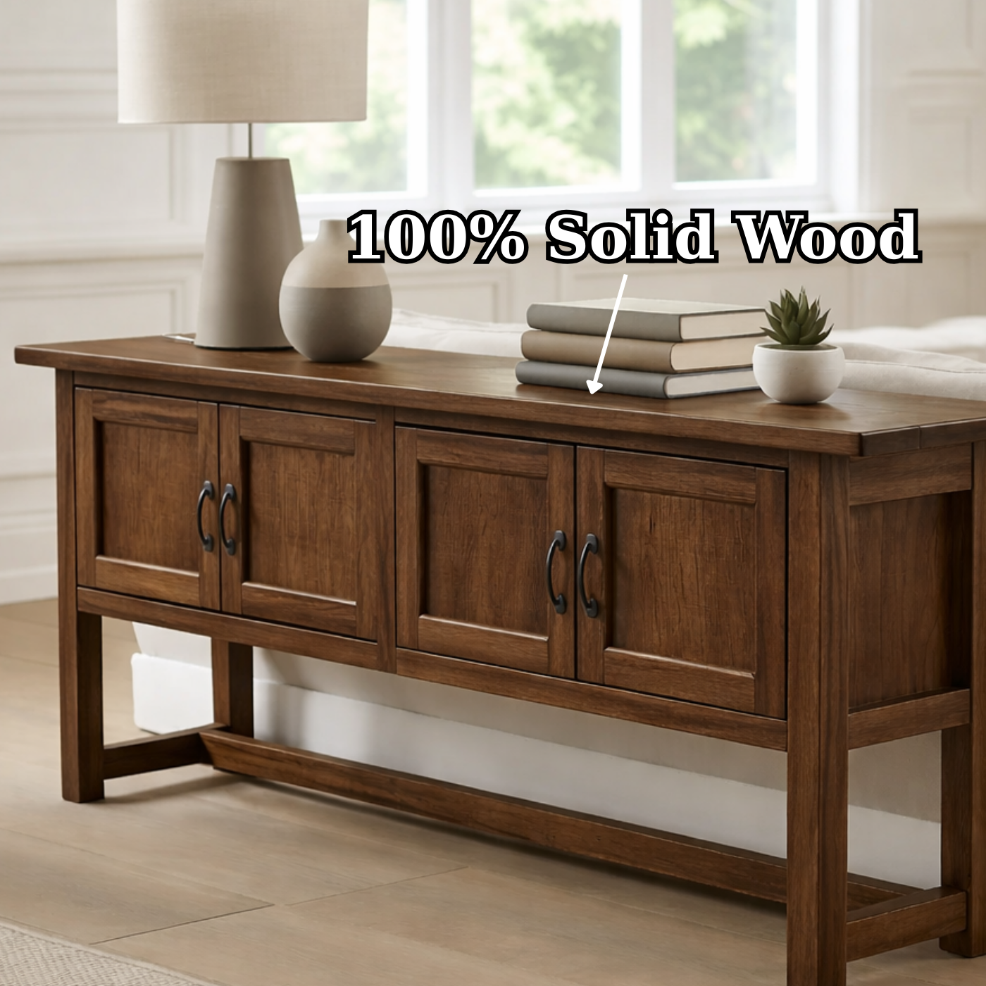 Solid Wood Console Table with 3 Drawers for Living Room or Entryway