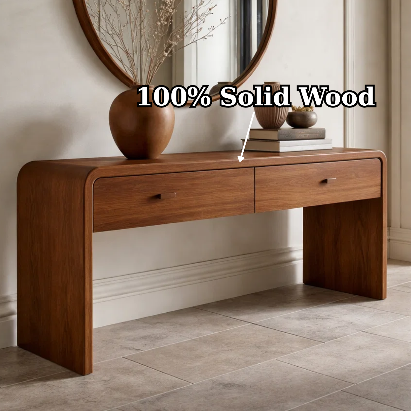 Solid Wood Console Table with Drawers – Modern Hallway Table