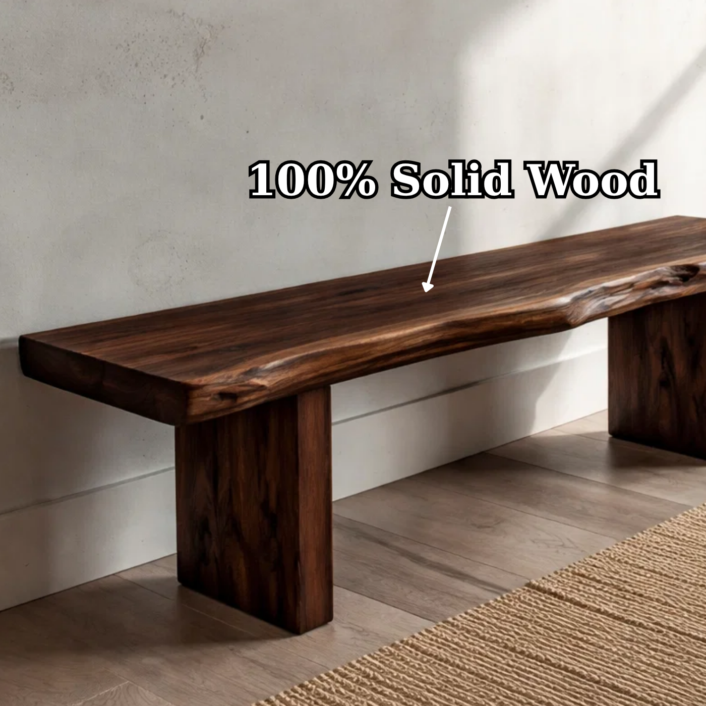 Solid Wood Live Edge Bench – Rustic Natural Wood Entryway Seating Bench