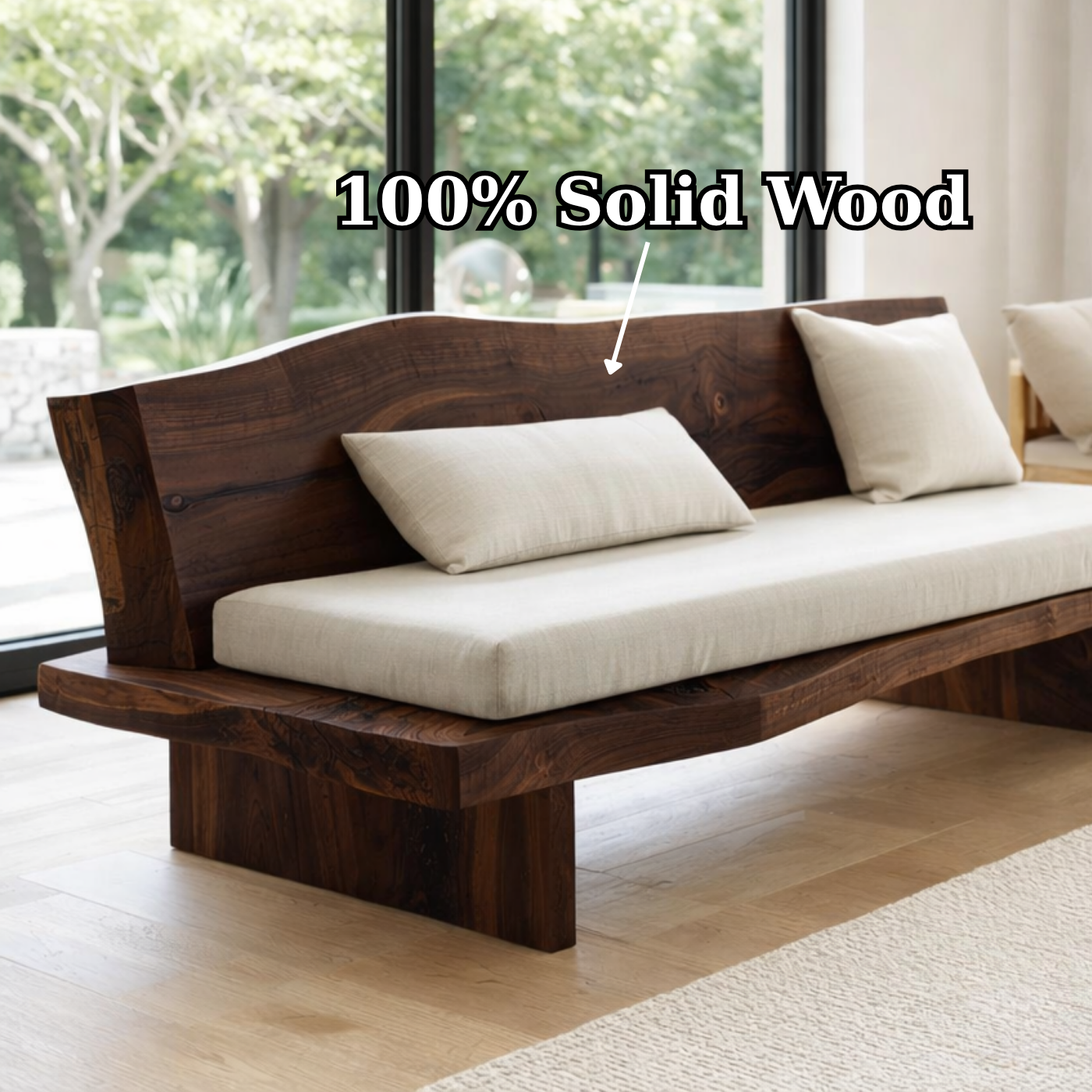 Solid Wood Sofa Frame – Live Edge Rustic Wooden Living Room Sofa