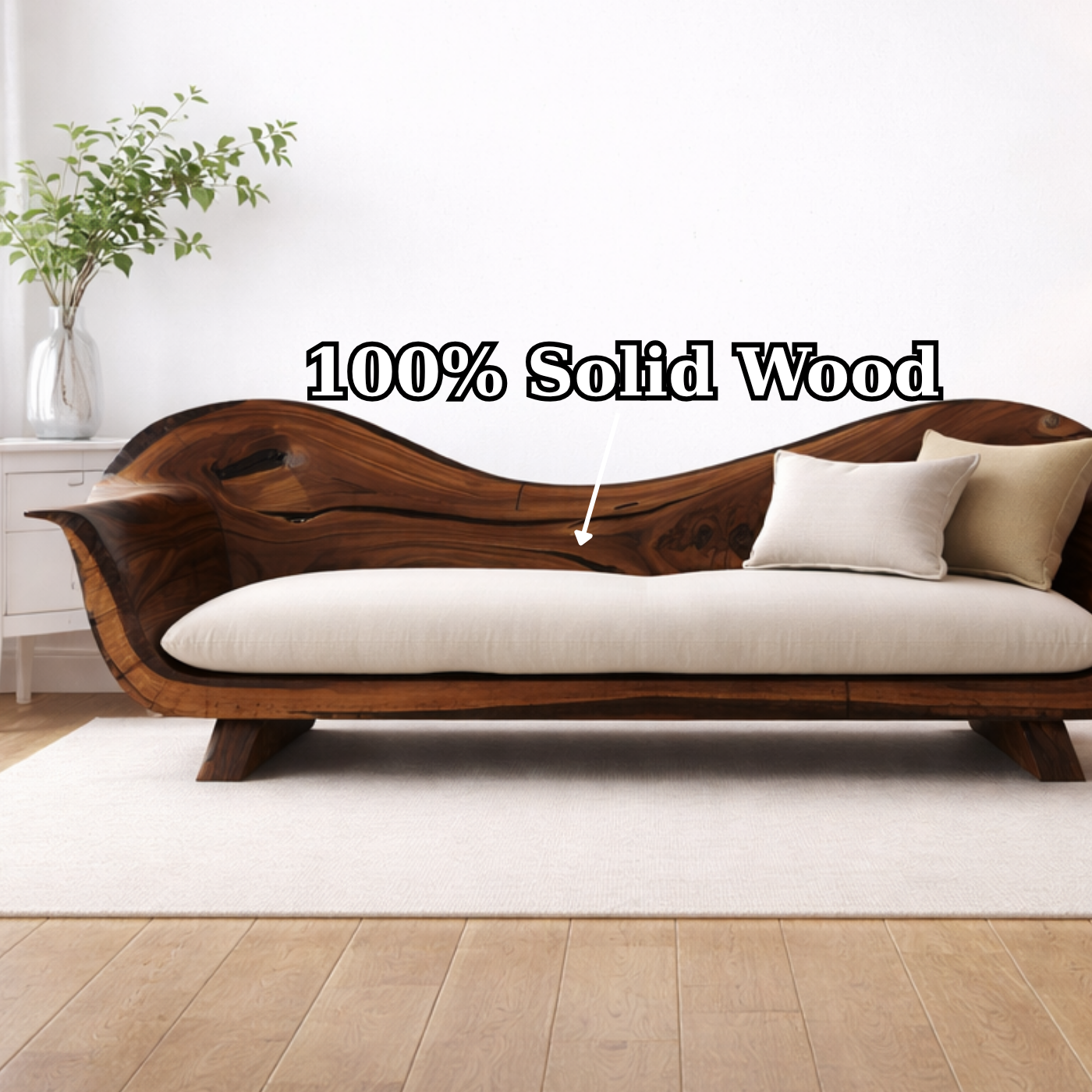 Live Edge Solid Wood Sofa – Sculptural Walnut Wooden Sofa