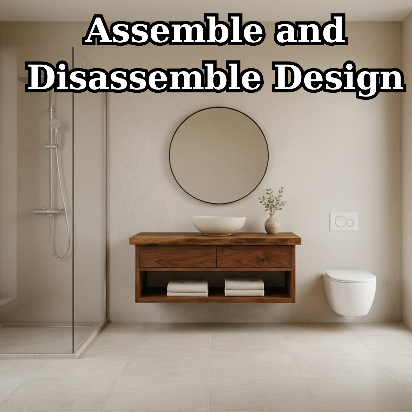 Modern Solid Wood Floating Bathroom Vanity with Live Edge Countertop and Open Shelf Storage