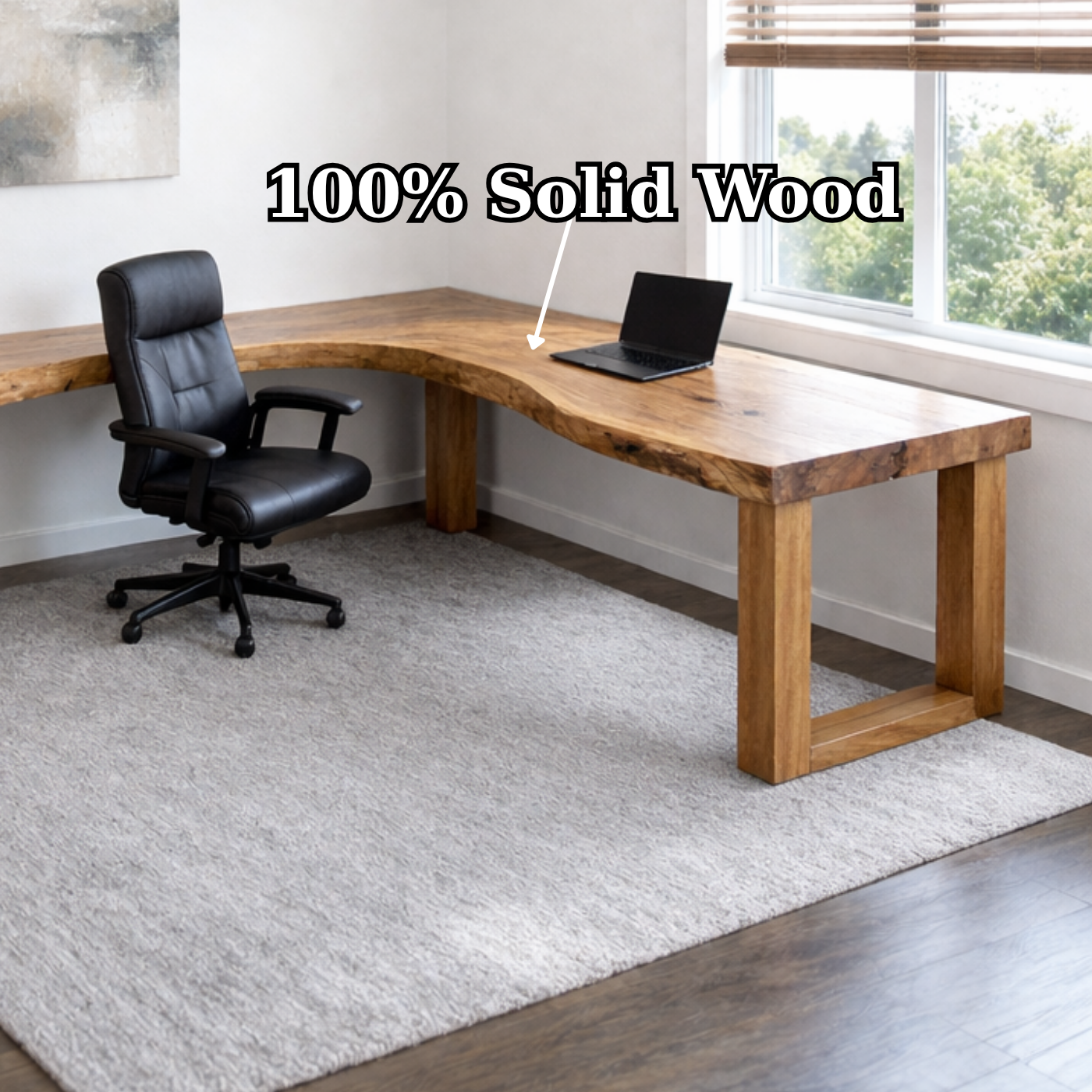 Live Edge Solid Wood L-Shaped Desk for Modern Home Office