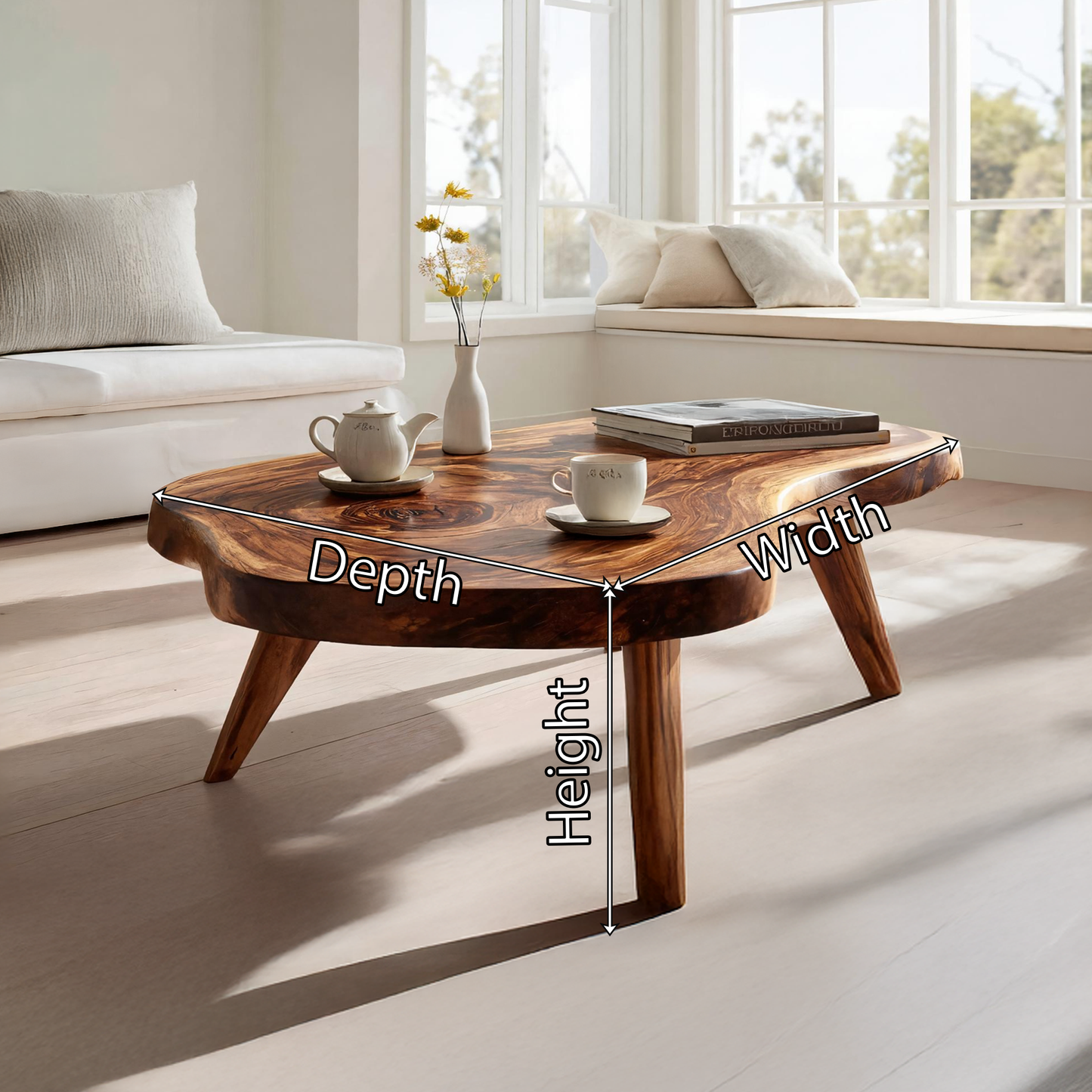 Organic Freeform Coffee Table with Sculpted Tapered Legs