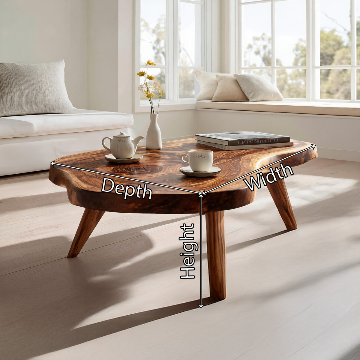 Organic Freeform Coffee Table with Sculpted Tapered Legs