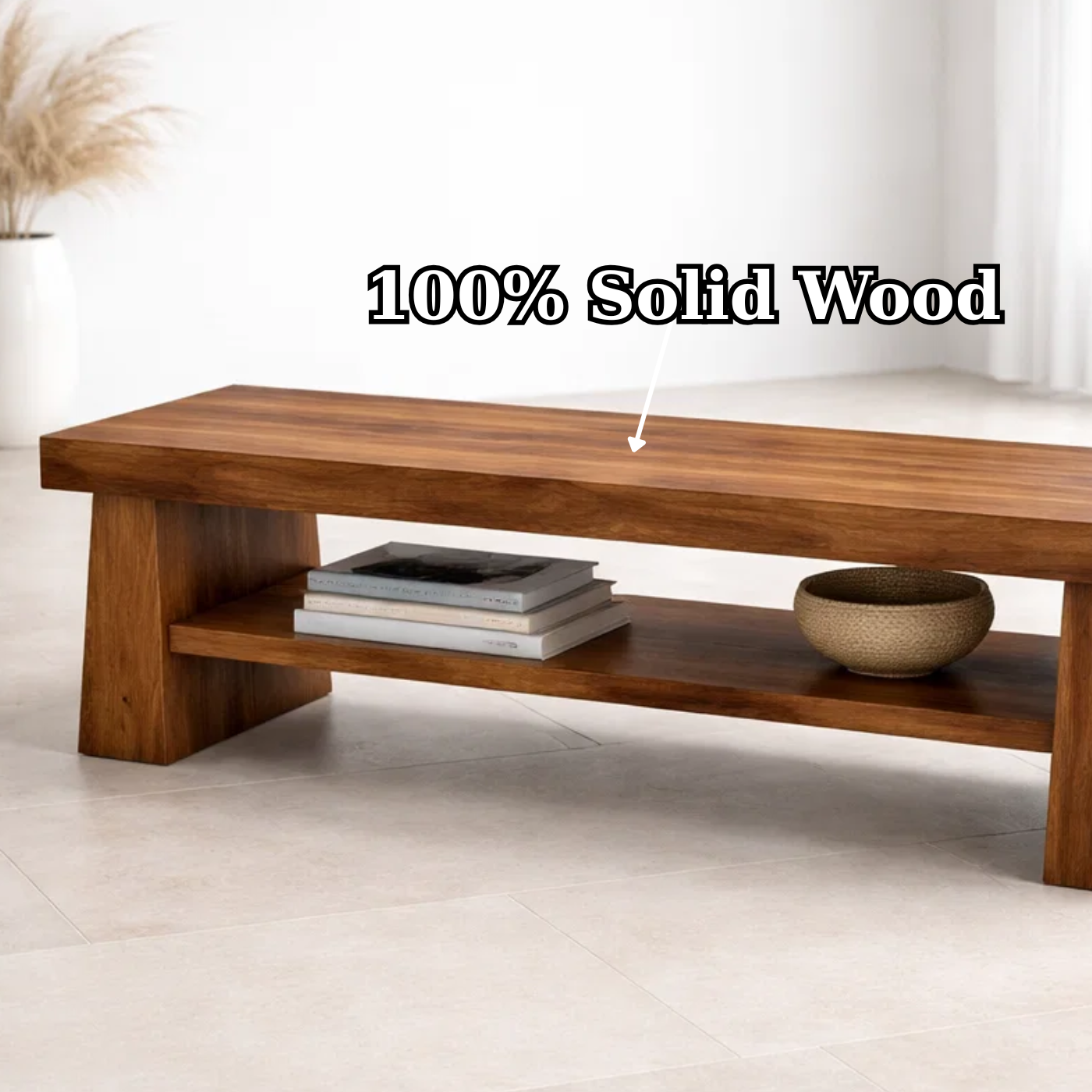 Solid Wood Entryway Bench with Shelf, Wooden Shoe Bench, Hallway Seating, Minimalist Storage Bench