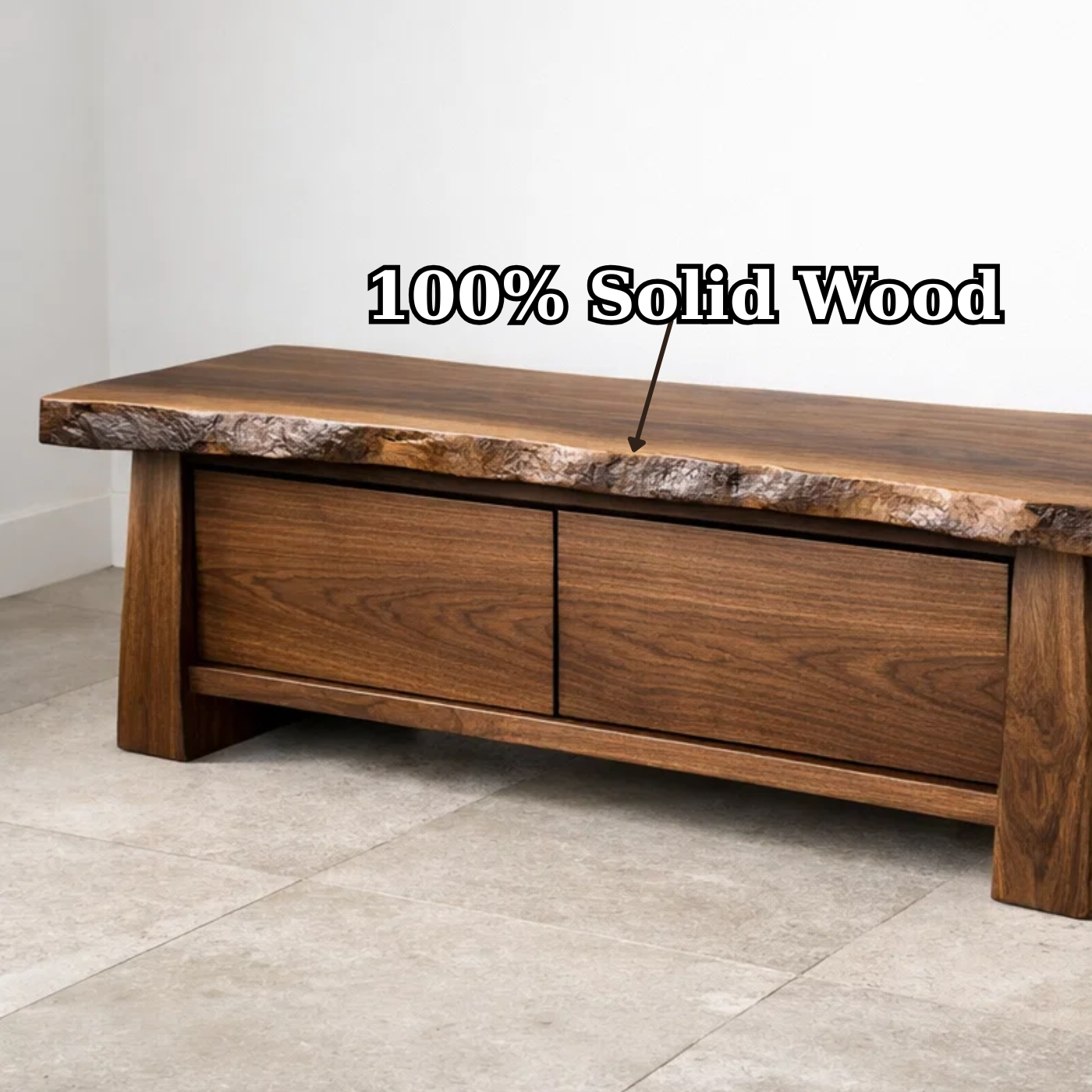 Solid Wood Entryway Bench with Storage Drawers – Live Edge Hallway Seating