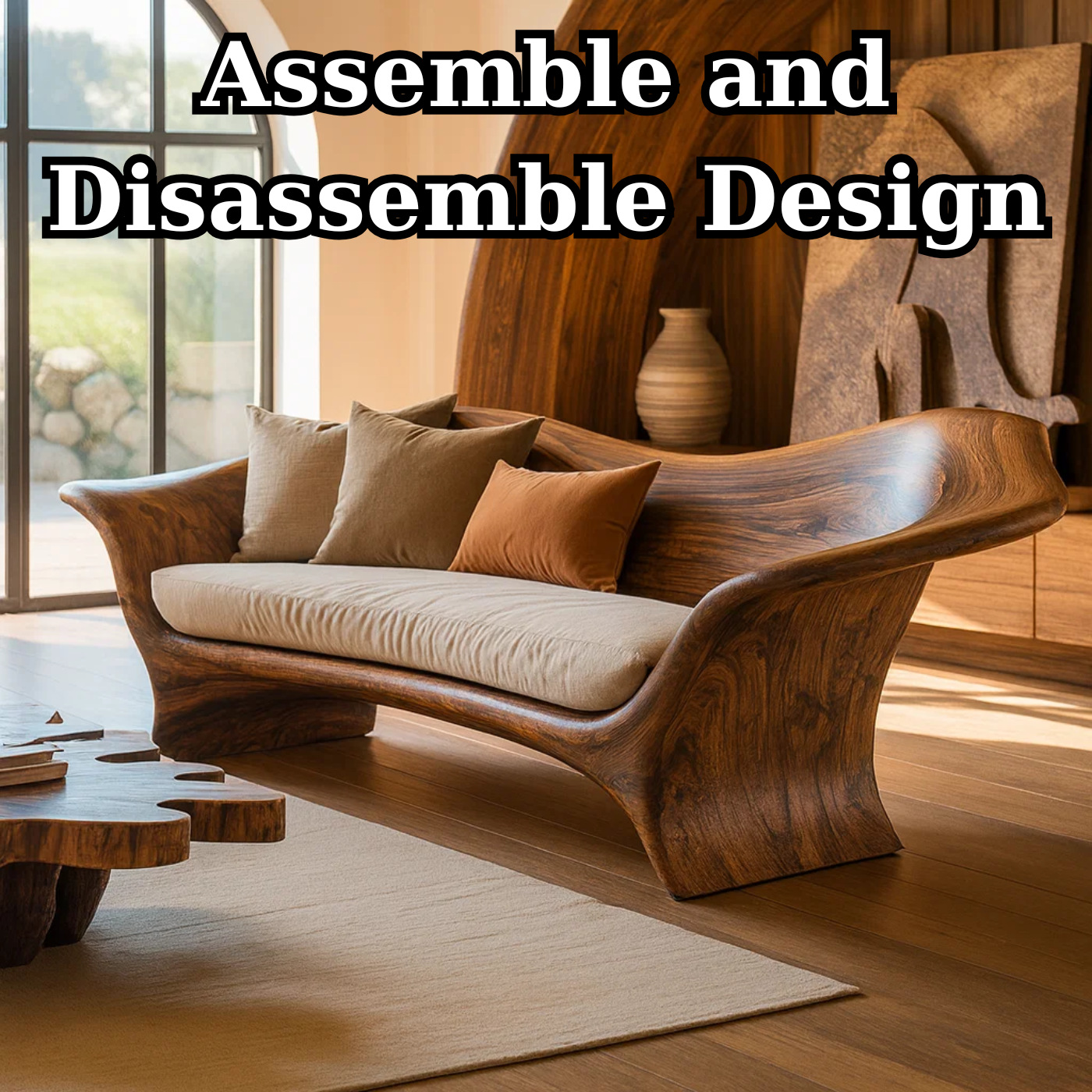 Handcrafted Solid Wood Sofa – Organic Modern Design Kitchnce