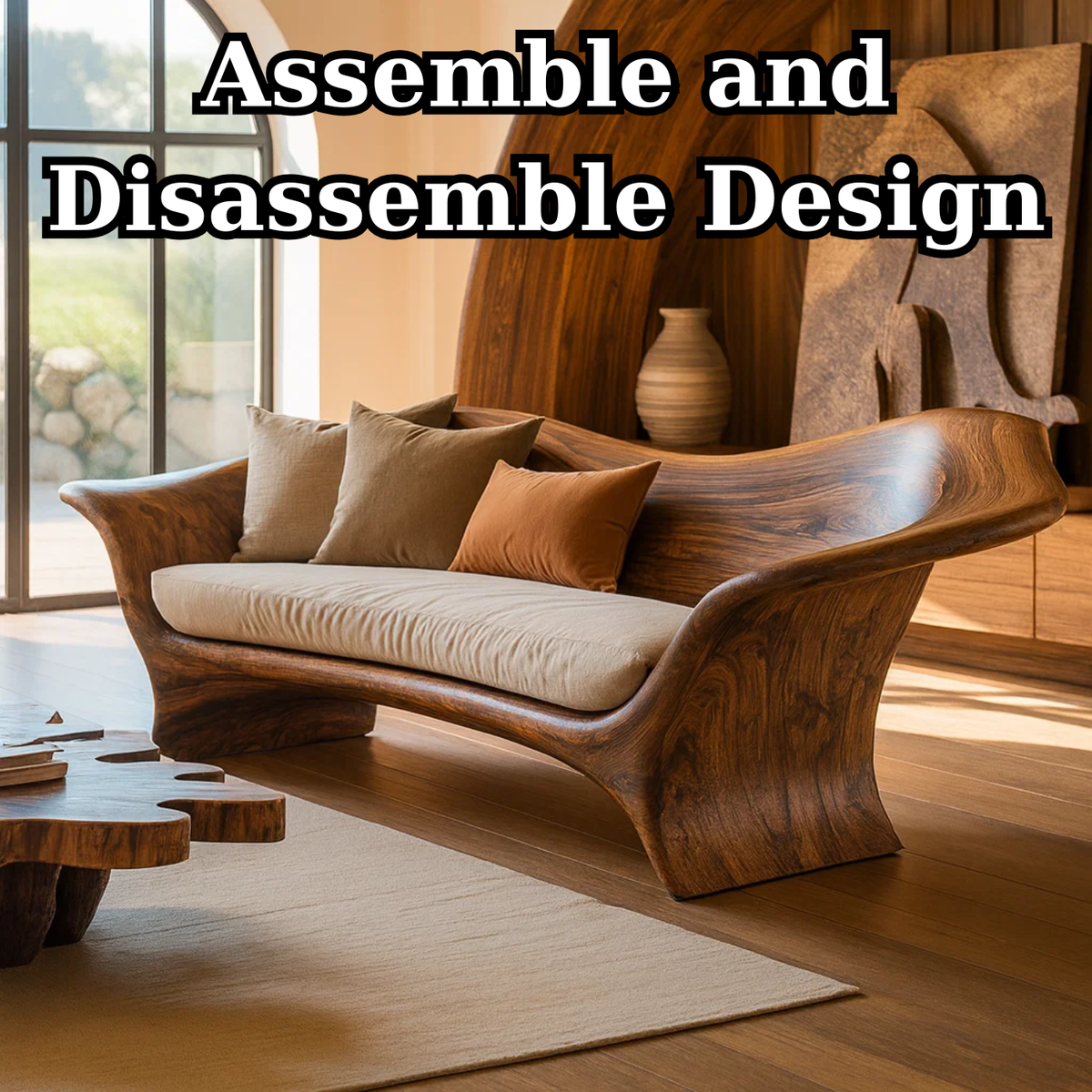 Handcrafted Solid Wood Sofa – Organic Modern Design Kitchnce