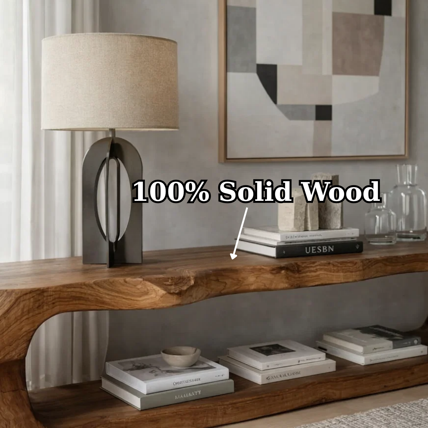 Solid Wood Sculptural TV Stand – Organic Modern Live Edge Media Console