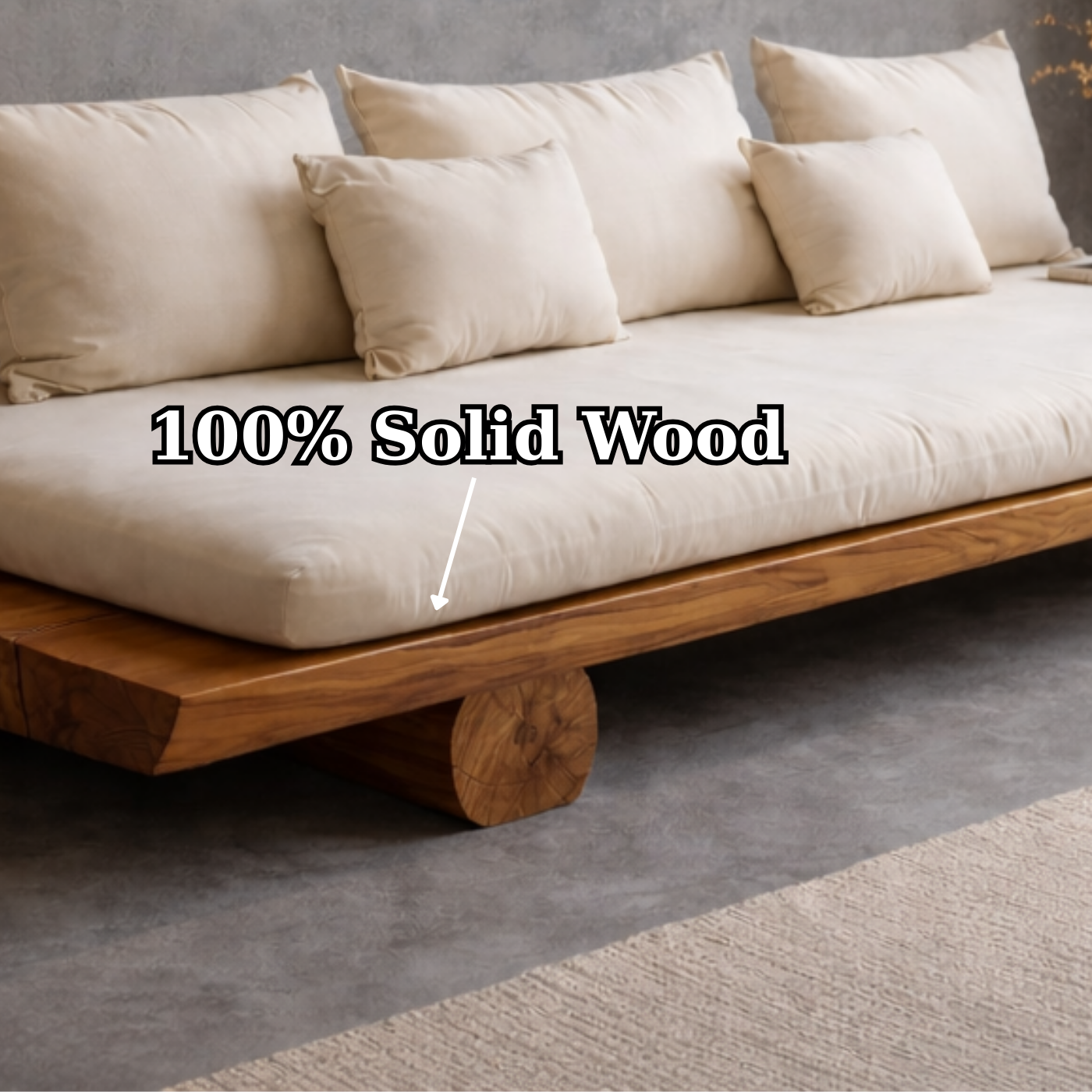 Minimalist Solid Wood Platform Daybed Sofa