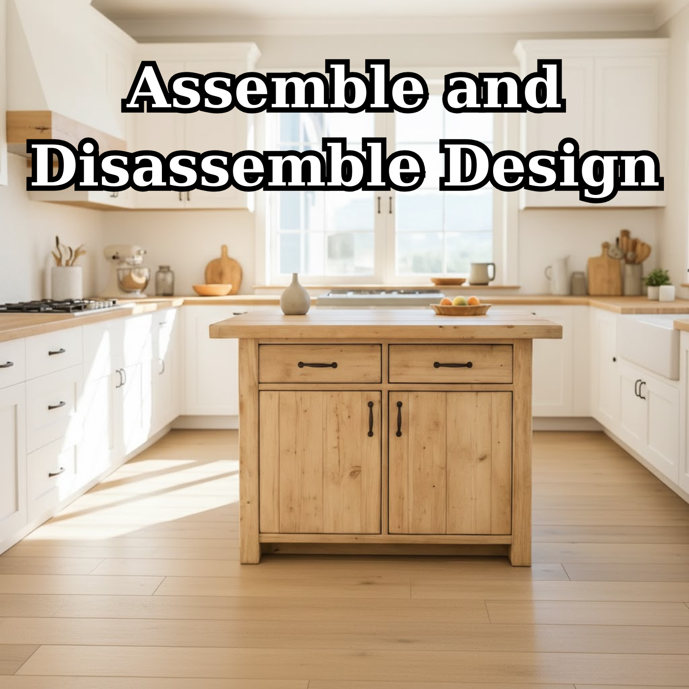 Handcrafted Solid Wood Kitchen Island with Dual Drawers and Spacious Cabinet Storage Kitchnce